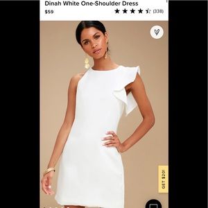 Lulu's Dress Dinah White One-Shoulder Size Large